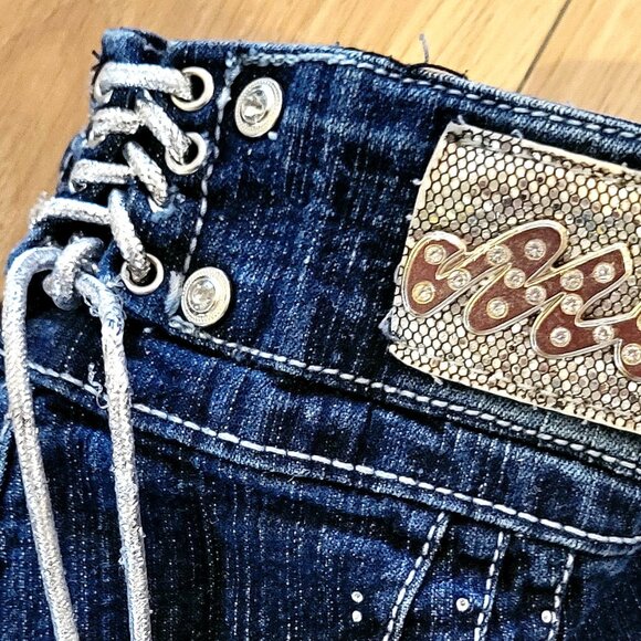 Amazing Mi Cropped Jeans Lace Up Back Size 11 - Picture 8 of 10